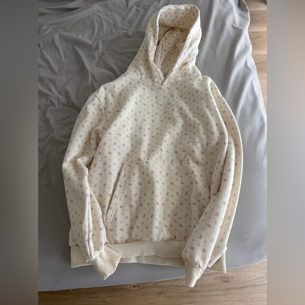 Altar'd State Cream Hoodie with Floral Print